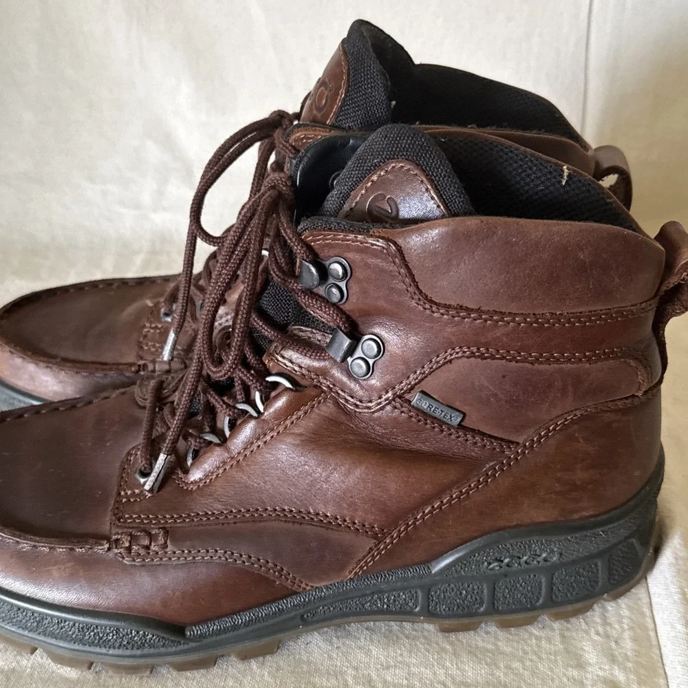 ECCO Rugged Track Gore-Tex Brown Leather Hiking Boots Size 10